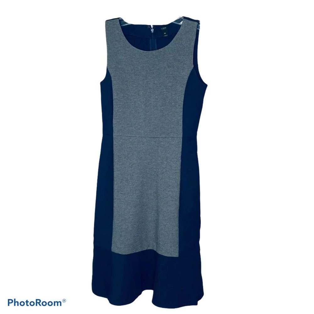 J.Crew Women's Dress Tweed Fit & Flare Gray Black Colorblock Crew Sleeveless 00